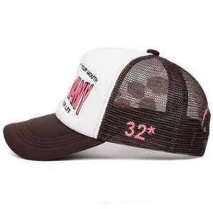 Gorra Trucker Unisex 100% Algodón Transpirable Deportiva con Estampado por Sublimación Blanca y Marrón Ajustable para Primavera/Verano, Gorra para Adultos para Actividades al Aire Libre - Product Image 3