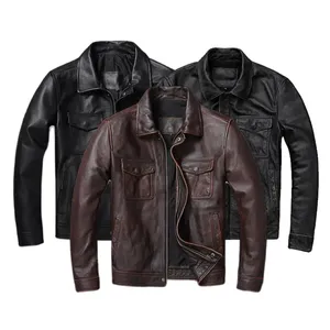 Chaquetas de Cuero Genuino 2026, Fabricante de Chaquetas con Cuello Camisero, Chaqueta de Cuero Real Personalizada para Hombre, Chaqueta de Motocicleta para Hombre - Product Image 1