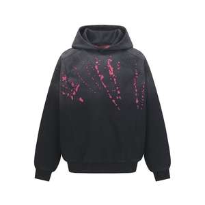 Sudadera con Capucha Negra con Diseño de Salpicaduras de Pintura para Hombre, Estilo Casual Urbano, Manga Larga, Sudadera de Invierno, Corte Holgado - Product Image 5