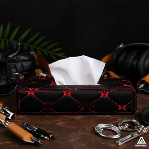 Accessoires pour camions : Boîte à mouchoirs matelassée rouge-noir - Product Image 3