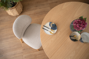 Chaise de salle à manger rembourrée de style moderne du milieu du siècle, avec structure en hêtre naturel, pour ensembles de salle à manger - Product Image 6