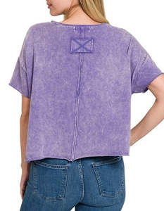 Camisetas Lisas Teñidas con Hombros Caídos para Mujer, Camisetas con Lavado Ácido Antibacterianas del Mejor Material, Camiseta con Lavado Ácido para Mujer - Product Image 4