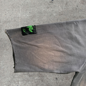 T-shirts pour hommes en molleton 100% coton, coupe oversize et carrée, ourlet brut, effet vintage délavé à l'acide et vieilli, style streetwear personnalisé - Product Image 5