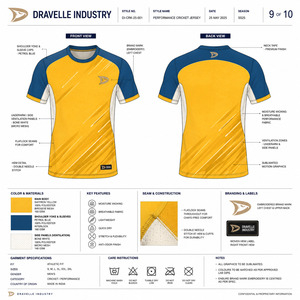 เสื้อคริกเก็ตระดับพรีเมียมสำหรับผู้ชาย เสื้อแข่งขันโพลีเอสเตอร์น้ำหนักเบา โลโก้สั่งทำได้ ระบายอากาศได้ดี ชุดกีฬาสำหรับทีม - Product Image 6