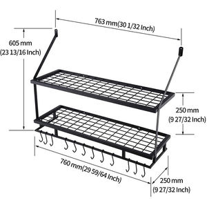 Support mural double niveau multifonctionnel en fer pour cuisine commerciale, idéal pour le stockage en gros, construction robuste - Product Image 3