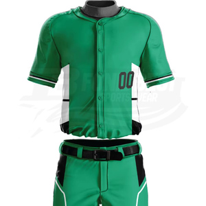 Custom Men's <b>Baseball</b> Jersey <b>Set</b> Green Short Sleeve Sublimated Print Moisture Wicking Polyester Uniform Adult Regular Fit - Product Image 5