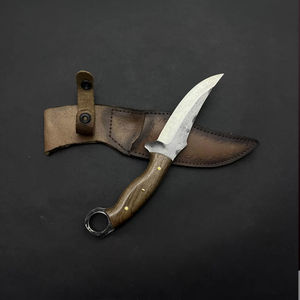 Cuchillo de Supervivencia y Caza, Acero Inoxidable 5160, Hoja Fija, Borde Parcialmente Dentado, Duradero y Ligero, Garantía de 3 Años, Madera de Nogal - Product Image 1