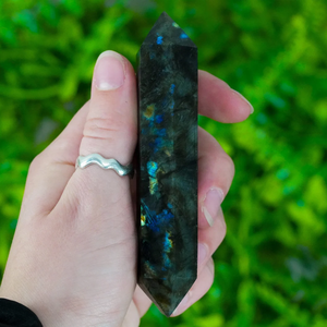 Hermosa labradorita llamativa Obelisco de doble terminación Venta al por mayor Labradorita Torre de punto de obelisco de doble terminación - Product Image 5