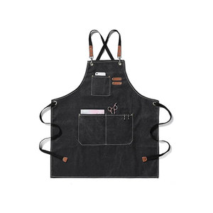 Tablier en jean classique avec plusieurs poches et bretelles croisées pour la cuisine - Product Image 1
