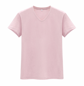 T-shirt décontracté pour homme à col en V et manches courtes, 100 % coton, tissu tricoté uni, écologique, personnalisable, sous-vêtement ajusté de haute qualité - Product Image 2