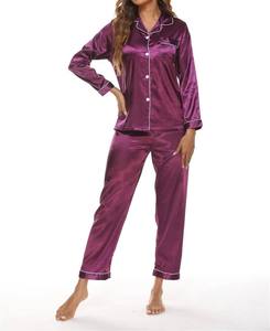 Ensemble de pyjama pour femmes, couleur unie, manches longues, taille plus, confortable, respirant, doux, pour la maison, été, vêtements de nuit pour femmes, OEM - Product Image 5