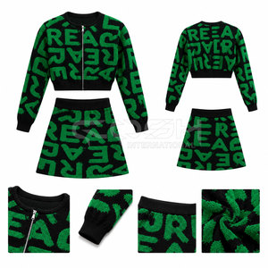 Ensemble jupe et cardigan grec en tricot avec fermeture éclair, imprimé lettres en acrylique et coton, OEM ODM, de la sororité Cosh International Sisterhood - Product Image 6