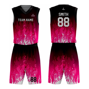 Ensemble de maillots de basket-ball respirants personnalisés en gros avec impression par sublimation du logo de l'équipe sur le devant, design unisexe - Product Image 1