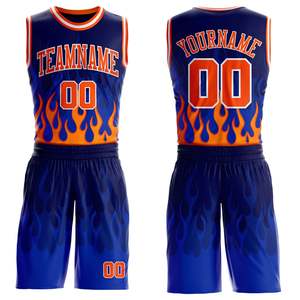 New Custom Orange Blue Basketball Uniform Set Recycled Polyester OEM Sublimation Anti-Bacterial Unisex Adult Team Jersey Shorts - Product Image 6