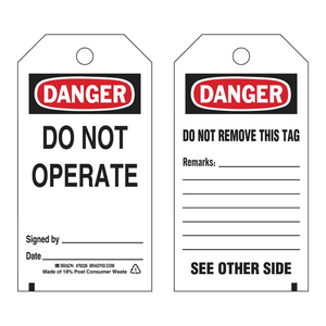 Etiquetas de Seguridad Brady Danger No Operar, con Campos para Firma y Fecha, para LOTO - Product Image 3