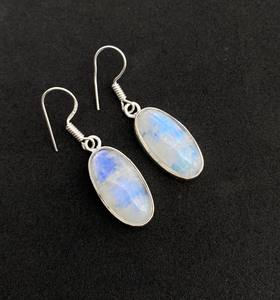 Pendientes colgantes de piedra lunar arcoíris, plata de ley 925, hechos a mano, pendientes colgantes con piedras preciosas naturales, regalo de joyería para mujer - Product Image 1