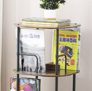 OEM/ODM 360 Degree Rotating 3-Tier Metal Bookshelf Floor-to-Ceiling Space Saving Bookcase for Bedroom Living Room <b>Office</b> - Product Image 3
