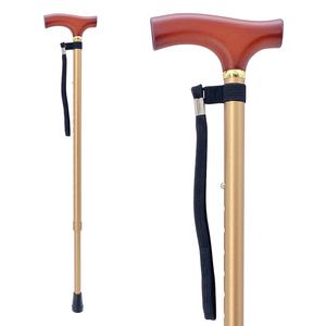 Bastón para caminar de aleación de aluminio ultraligero ajustable con mango de madera Altura ajustable 70,5-96,5 cm 110kg Capacidad de carga - Product Image 1