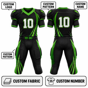 Ensemble d'uniformes de football américain personnalisés en polyester, col en V, manches courtes, tissu respirant, pantalon ajusté, adulte - Product Image 6