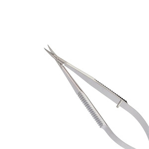 Ciseaux micro-corneiliens Castroviejo de haute qualité, lames courbées de 11 mm, manche plat, acier inoxydable, 10 cm, manuel, certifié CE - Product Image 5