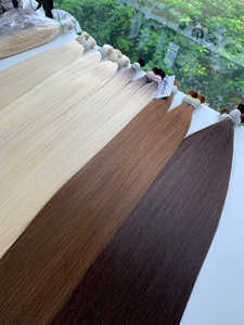 Extensiones de cabello Remy vietnamita a granel de 100 gramos a precio de fábrica, máquina súper dibujada doble, trama doble recta, 60 cm, Color claro - Product Image 5