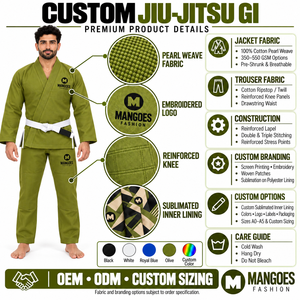 Kimono d'entraînement IBJJF BJJ Gi pour hommes, en coton tissé perlé pré-rétréci, léger et extensible, tissu 400g. - Product Image 6