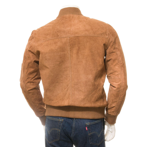 <b>Men</b> <b>Suede</b> Bomber <b>Jacket</b> Winter Waterproof Breathable Front Customizable Casual Fashion Soft Outerwear Premium Quality Zip Ribbed - Product Image 4