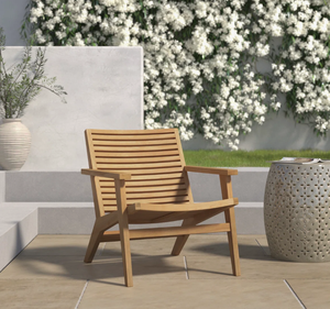 Fluid Silhouette Teak Wood Sun Lounger Ergonomic Reclined Slat <b>Bench</b> with Flat Timber Armrests - Product Image 4