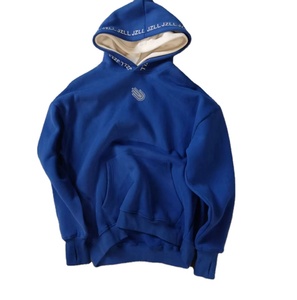 เสื้อฮู้ดผู้ชายสีน้ำเงิน ผ้าฝ้ายเฟรนช์เทอร์รี่ 100% ทรงปกติ มีกระเป๋าโลโก้ด้านหน้า สวมใส่สบายๆ สำหรับฤดูใบไม้ร่วง - Product Image 1