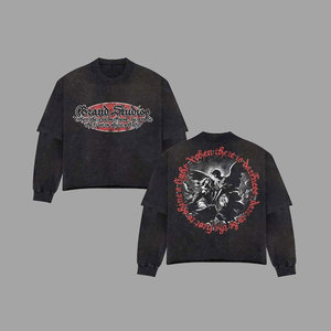 Camiseta Corta Extra Grande Personalizada con Estampado de Ángel, Estilo Urbano, Manga Corta, Cuello Redondo, Jersey de Algodón para Hombre - Product Image 3