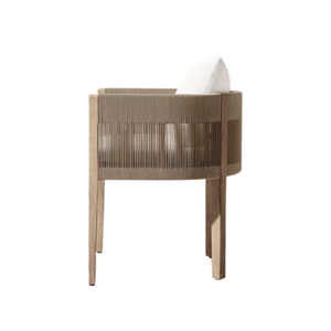 Modern Luxury Outdoor Dining Chair Solid Teak Woven Rope Frame Durable Cushion Weather Resistant for Resort Villa Furniture - Product Image 2