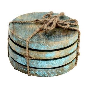 Eco Friendly Round Wooden <b>Coasters</b> Rustic Engraved <b>Drink</b> Mats Custom Cup <b>Coaster</b> Set Table Decor - Product Image 1