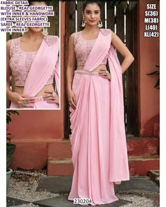 ผ้าส่าหรีงานแต่งงานแบบดั้งเดิม Aashi Pista Pearl ป้องกันรอยยับ ซึมซับความชื้น เหมาะสำหรับฤดูหนาวและฤดูร้อน - Product Image 5