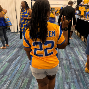 SGRho <b>Black</b> Gold Football Jersey Short Sleeve Number 22 Graphic Sports Team Uniform Custom American Football Training <b>Shirt</b> - Product Image 5