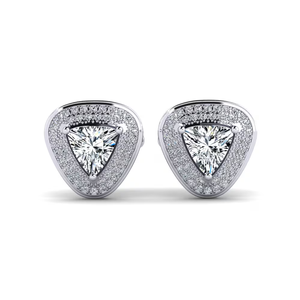 Boutons de manchette en platine et diamants pour homme, forme triangulaire, bijoux formels - Product Image 1