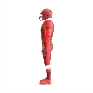 Ensemble d'uniformes de football américain personnalisés, rouge, polyester, une pièce, vêtements de sport pour adultes, col en V, manches courtes, évacuation de l'humidité, service OEM - Product Image 3