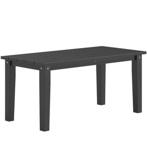 Table à manger rectangulaire noire pour terrasse extérieure, jardin ou café - Product Image 5