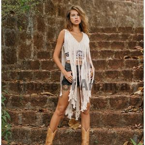 Top corto bohemio de algodón orgánico, blusa hippie para festivales, collar de cuerda con flecos, top bohemio de verano, ropa bohemia para mujer - Product Image 3