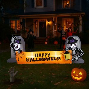 Grande bannière gonflable squelette et pierre tombale d'Halloween de 2,9 m pour extérieur, décorations de jardin de vacances avec lumières LED intégrées - Product Image 4