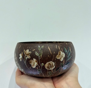 Bol de noix de coco acceptable OEM léger impression de motifs 3D écologique et poli agréable pour les cadeaux fabriqués au Vietnam - Product Image 1