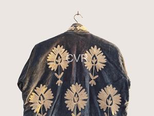 Veste en velours à col mandarin de style chinois, broderie florale, manches longues, fermeture à un bouton, automne, décontractée, grande taille, pour femmes - Product Image 4