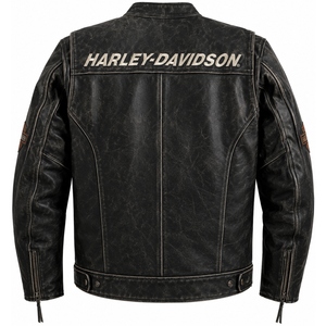 <b>Men's</b> Vintage Distressed Genuine Cowhide Leather Motorcycle <b>Jacket</b> Custom Retro Racing <b>Biker</b> <b>Jacket</b> Stand Collar Leather Coat - Product Image 2