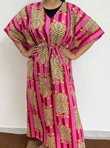 Vestido Kaftán de Algodón Estampado para Mujer, Corte Fluido, Estampados Atractivos, Construcción Ligera y Cómodo para Uso Diario - Product Image 2