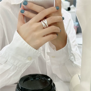 Anillo de Plata de Ley S925, Estilo Coreano Retro, Trenzado, Multicapa, con Textura, Estilo Blogger, Anillo de Estilo Coreano - Product Image 5