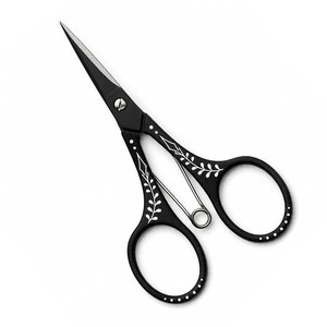 Ciseaux à cheveux professionnels en acier inoxydable, lame tranchante, pour droitiers, manche noir avec motif feuille, pour la coiffure - Product Image 4