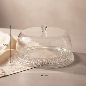 Plateau à gâteau transparent en plastique anti-poussière, qualité alimentaire, similaire au verre, fabriqué à Taïwan, avec dôme en forme de diamant. - Product Image 3