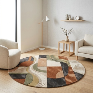 Luxury <b>Round</b> Area Rug Modern Abstract Geometric Wool <b>Carpet</b> Hand Tufted Designer Floor Rug Custom Size Luxury Home Villa - Product Image 4