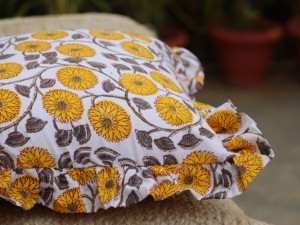 Housse de coussin carrée bohème vintage en coton imprimé à la main indienne avec volants, pour la maison, l'hôtel, écologique, lavable en machine - Product Image 5