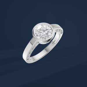 Bague de fiançailles pour femme DIFF avec diamant de laboratoire taille brillant rond, en platine PT950, style classique, couleur F, LR-0111 - Product Image 1