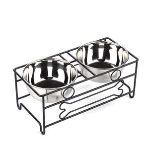 Comedero Doble Elevado de Lujo para Perros y Gatos con Tazones de Acero Inoxidable y Marco Metálico Decorativo - Product Image 3